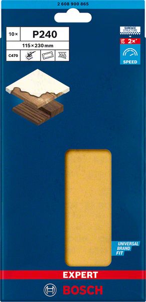 Robert Bosch Power Tools GmbH EXPERT C470 Sandpaper with 14 holes for Orbital Sanders 115 x 230 mm, G 240 10-pc. For orbital sanders - Image 2