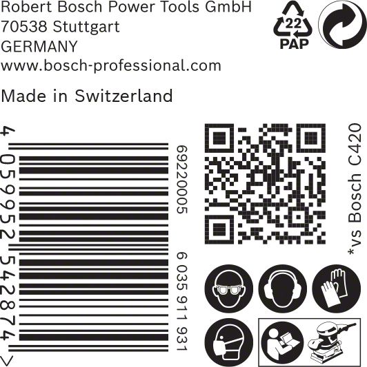 Robert Bosch Power Tools GmbH EXPERT C470 Sandpaper with 14 holes for Orbital Sanders 115 x 230 mm, G 320 50-pc. For orbital sanders - Image 5