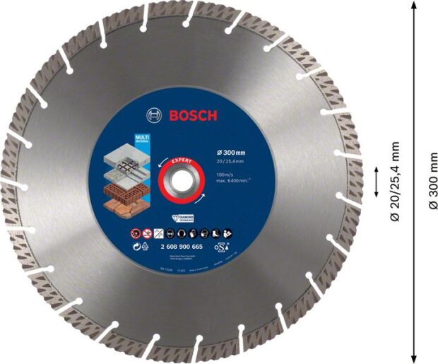 Robert Bosch Power Tools GmbH EXPERT MultiMaterial Diamond Cutting Disc 300 x 20/25,40 x 3 x 15 mm. For table saws - Image 4