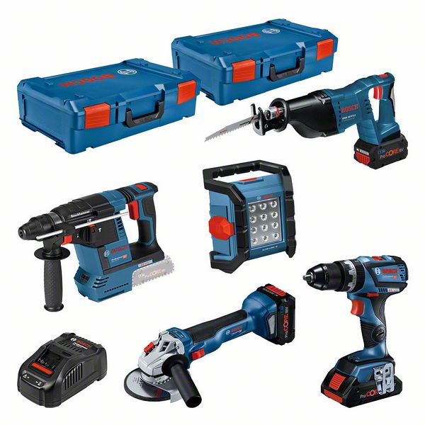 Robert Bosch Power Tools GmbH 5 tool kit 18V: GSB + GWS + GBH + GSA + GLI + 3 x ProCORE 18V (1 x 4.0 Ah + 2 x 8.0 Ah) + GAL