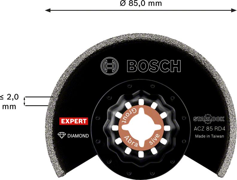 Robert Bosch Power Tools GmbH EXPERT Grout Segment Blade ACZ 85 RD4 Multitool Blade 85 mm 10-pc. For oscillating multitools - Image 4