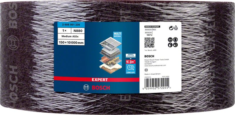 Robert Bosch Power Tools GmbH EXPERT N880 Fleece Roll for Handsanding 150 mm x 10 m, Medium A. For hand sanding - Image 2