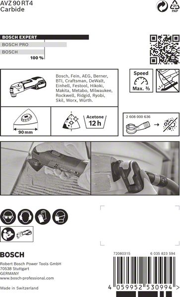 Robert Bosch Power Tools GmbH EXPERT Sanding Plate AVZ 90 RT4 Multitool Blade 90 mm. For oscillating multitools - Image 2