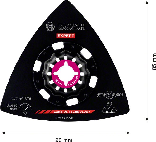 Robert Bosch Power Tools GmbH EXPERT Sanding Plate AVZ 90 RT6 Multitool Blade 90 mm. For oscillating multitools - Image 5