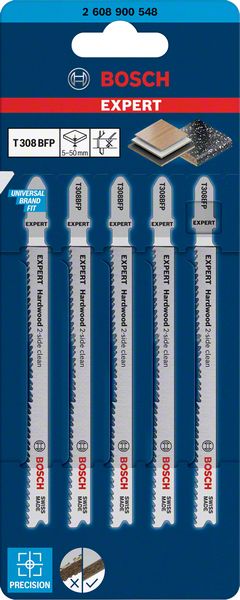 Robert Bosch Power Tools GmbH EXPERT Hardwood 2-side clean T 308 BFP Jigsaw Blade 5-pc. For jigsaws - Image 2