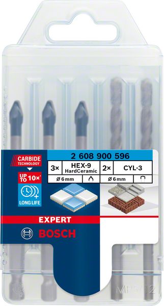 Robert Bosch Power Tools GmbH EXPERT HEX-9 HardCeramic Drill Bit Mixed Set 6 mm 5-pc. For rotary drills/drivers - Image 3