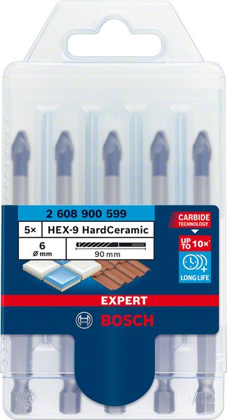 Robert Bosch Power Tools GmbH EXPERT HEX-9 HardCeramic Drill Bit Roof Tile Set 6 mm 5-pc. For rotary drills/drivers - Image 3