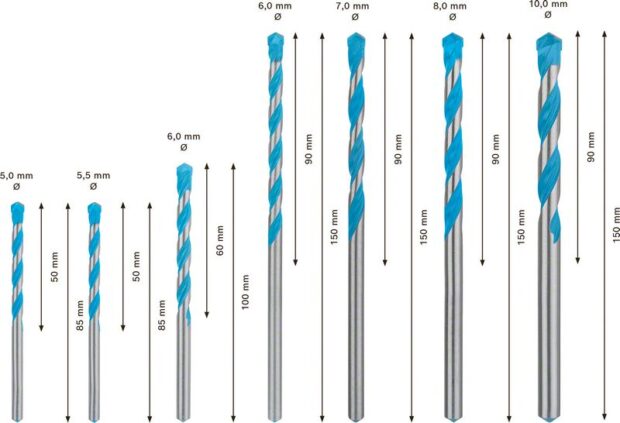 Robert Bosch Power Tools GmbH EXPERT MultiConstruction CYL-9 Drill Bit Set 5/5.5/6/6/7/8/10 mm 7-pc. For impact drill/drivers - Image 4