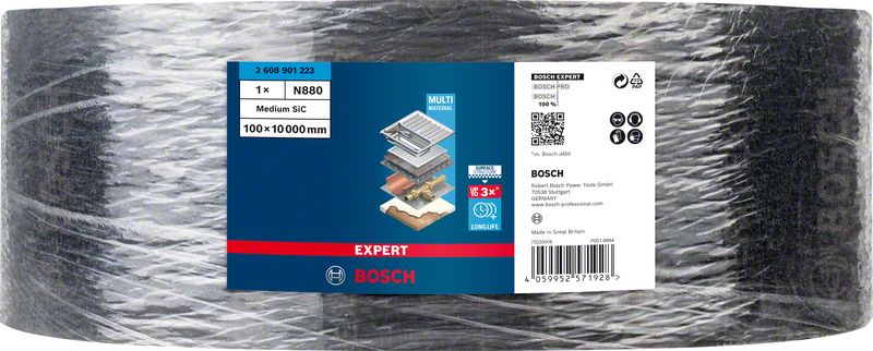 Robert Bosch Power Tools GmbH EXPERT N880 Fleece Roll for Handsanding 100 mm x 10 m, Medium S. For hand sanding - Image 2
