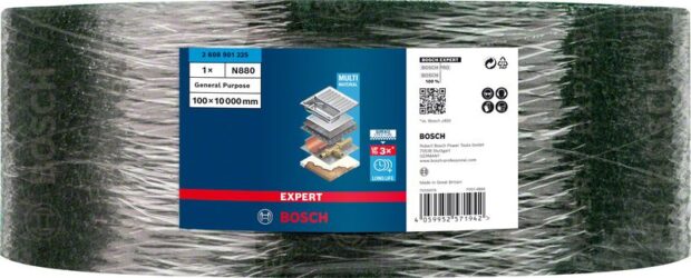 Robert Bosch Power Tools GmbH EXPERT N880 Fleece Roll for Handsanding 100 mm x 10 m, All Purpose. For hand sanding - Image 2