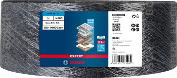 Robert Bosch Power Tools GmbH EXPERT N880 Fleece Roll for Handsanding 115 mm x 10 m, Ultra Fine S. For hand sanding - Image 2