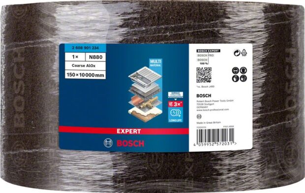 Robert Bosch Power Tools GmbH EXPERT N880 Fleece Roll for Handsanding 150 mm x 10 m, Coarse A. For hand sanding - Image 2