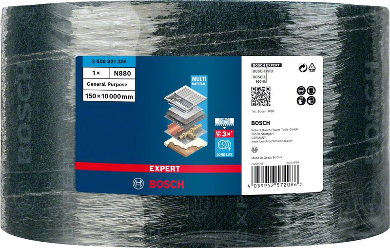 Robert Bosch Power Tools GmbH EXPERT N880 Fleece Roll for Handsanding 150 mm x 10 m, General Purpose. For hand sanding - Image 2