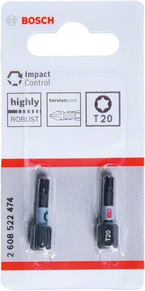 Robert Bosch Power Tools GmbH Impact Control T20 Insert Bits, 2pc. For screwdrivers - Image 2