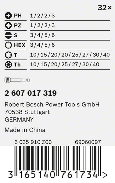 Robert Bosch Power Tools GmbH 32-piece screwdriver bit set PH, PZ, H, T and Quick Change Universal Holder. For rotary drills/drivers - Image 3