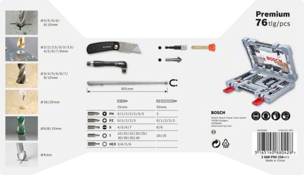 Robert Bosch Power Tools GmbH 76pcs Premium X-Line drill bit and screwdriver bit set