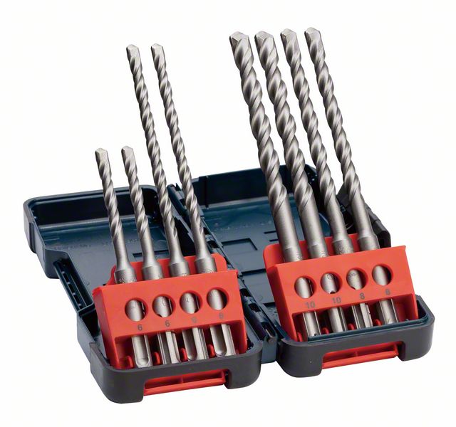 Robert Bosch Power Tools GmbH 8-piece hammer drill bit set SDS plus-3, Tough Box 6 - 10 mm. For rotary hammer drills
