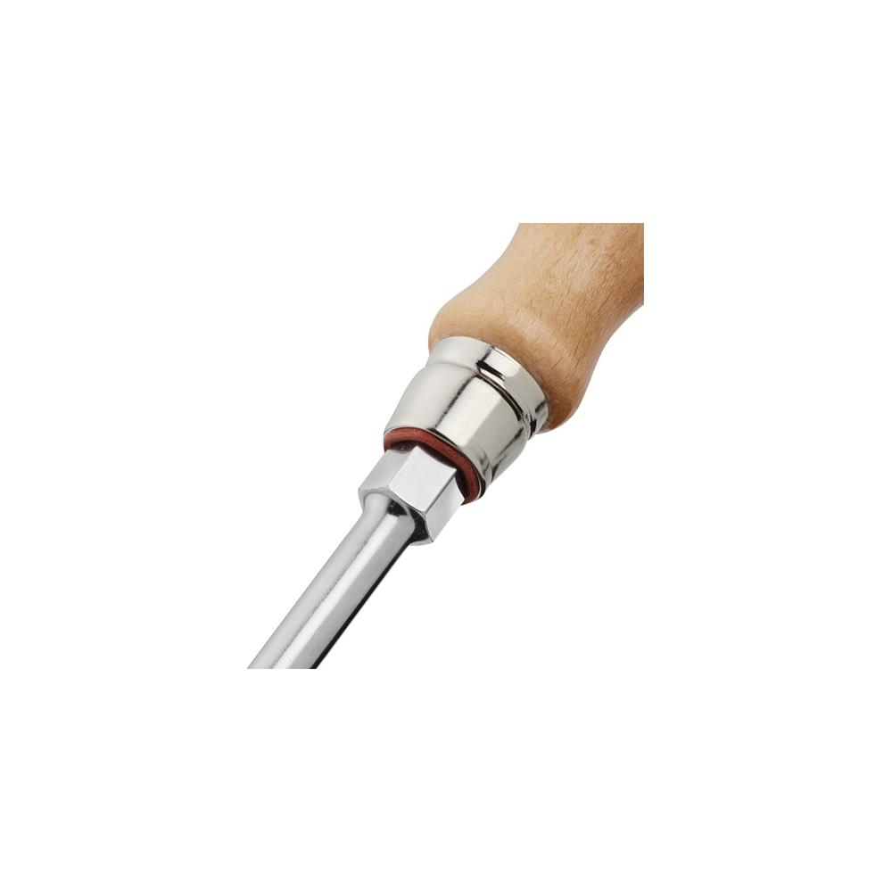 PROMAT Screwdriver size PZD 1, blade length 80 mm wooden handle round blade with hexagonal bolster - Image 2