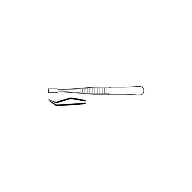 PROMAT Flat nose tweezers  overall length 120 mm rectangular tips, stainless steel - Image 2