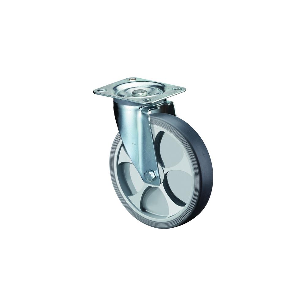 BS ROLLEN Swivel castor wheel dm 80 mm load cap. 100 kg thermoplastic plastic panel L104xW80 mm