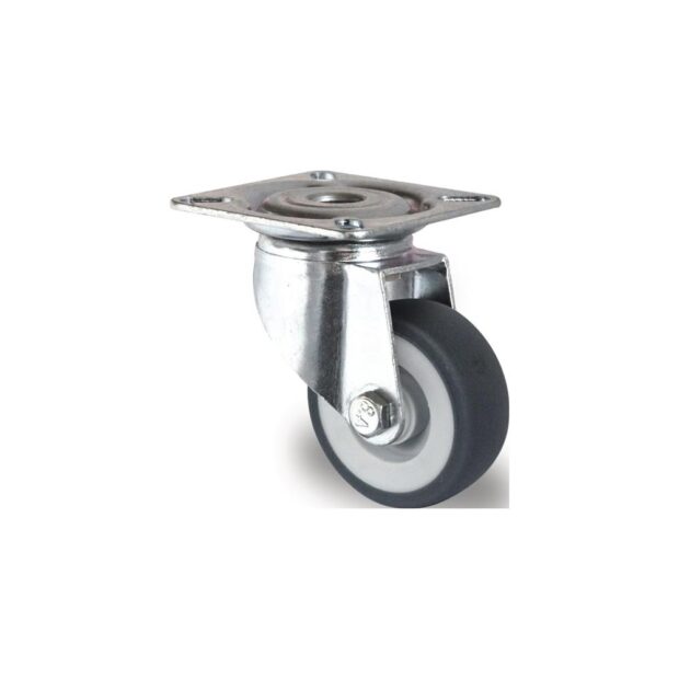 PROMAT Swivel castor  wheel dm 75 mm, grey load capacity 75 kg with bolt-on plate thermoplas. elastomer 95 deg Shore A