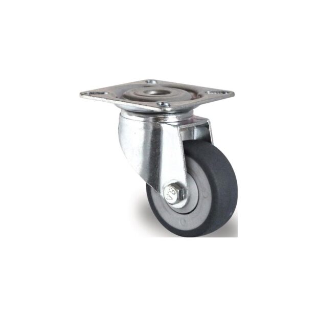 PROMAT Swivel castor  wheel dm 75 mm load cap. 75 kg with bolt-on plate rubber grey