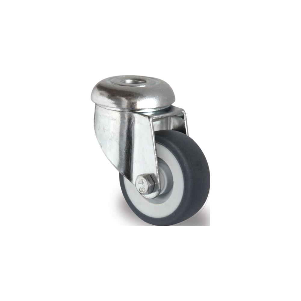 PROMAT Swivel castor wheel dm 75 mm load cap. 75 kg with bolt hole friction bearings rubber grey