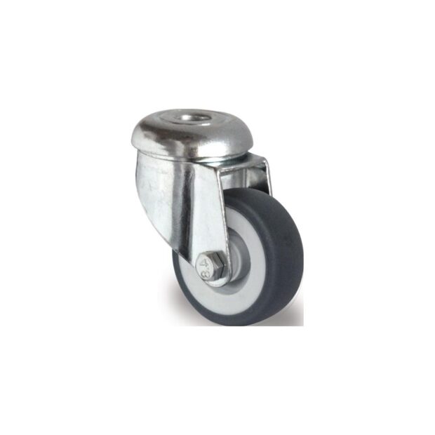 PROMAT Swivel castor  wheel dm 100 mm load cap. 100 kg with bolt hole friction bearings rubber grey