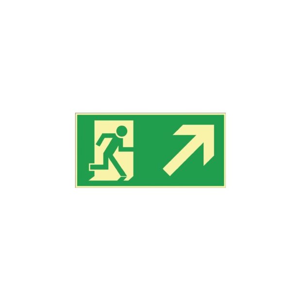 Emergency sign BGV A8 L297xW148 mm emergency exit route, right upwards plastic