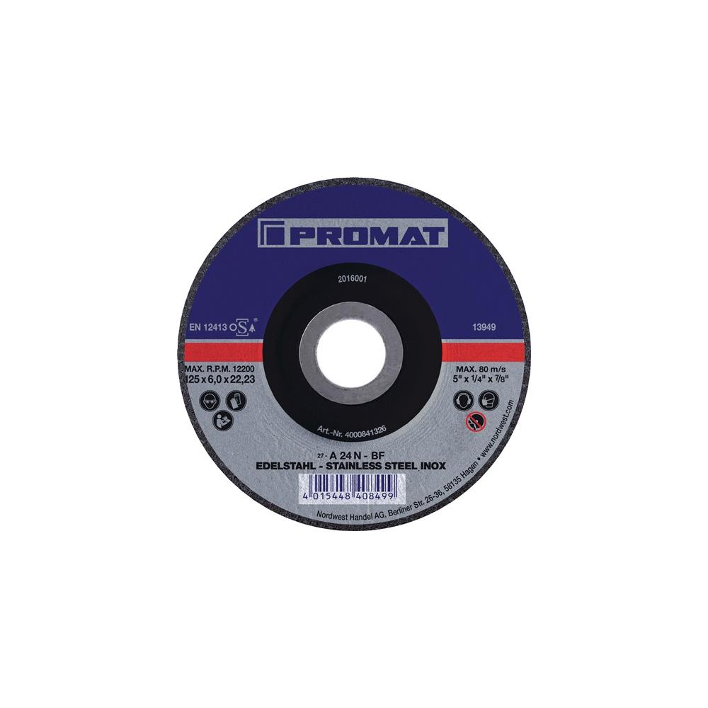 PROMAT Roughening disc stainless steel dm125xT6 mm offset stainless steel bore 22.23 mm
