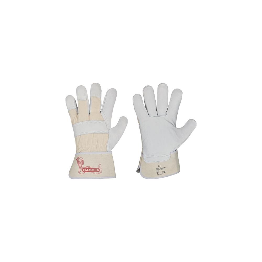 STRONGHAND Glove CALCUTTA EN388 size 9 natural colours, cowhide double seam, rubber-coated forend