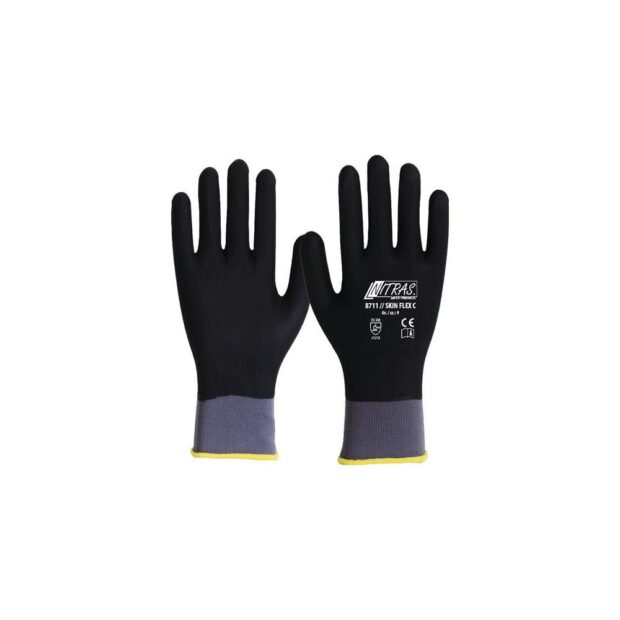 NITRAS Glove SKIN FLEX C size 10 grey/black EN 388 PPE category II EN 388