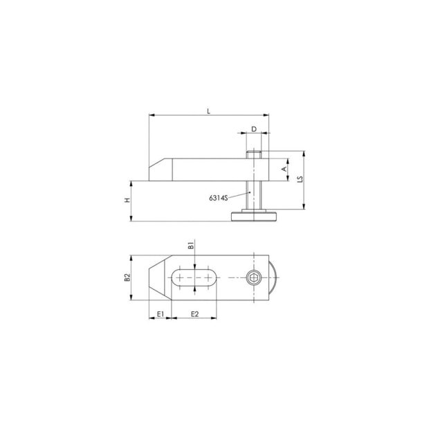 AMF Clamp no. 6314V for T-slot 16 mm clamping height 13-48 mm tensioning screw M16 x 16 x 125 mm - Image 2