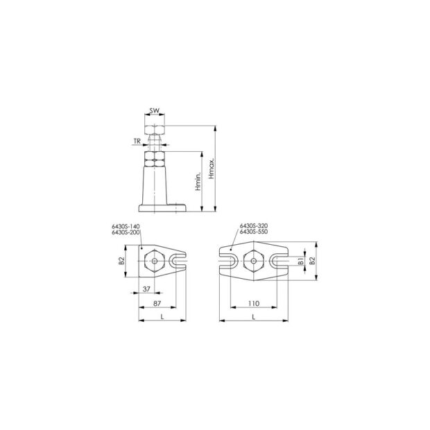 AMF Screw jack no. 6430S Atlas size 140 with counter nut height 100-140 mm - Image 2