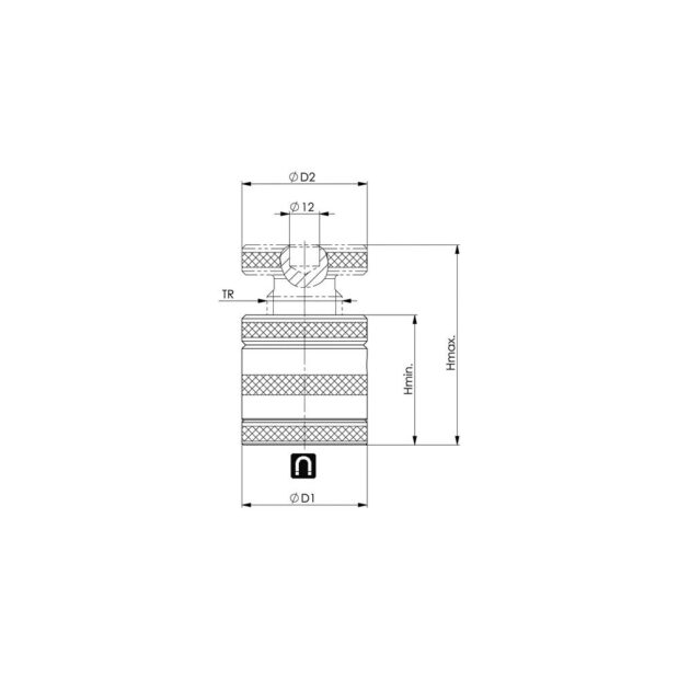 AMF Screw jack no. 6400M size 62 with flat support and magnetic base height 52-62 mm - Image 2