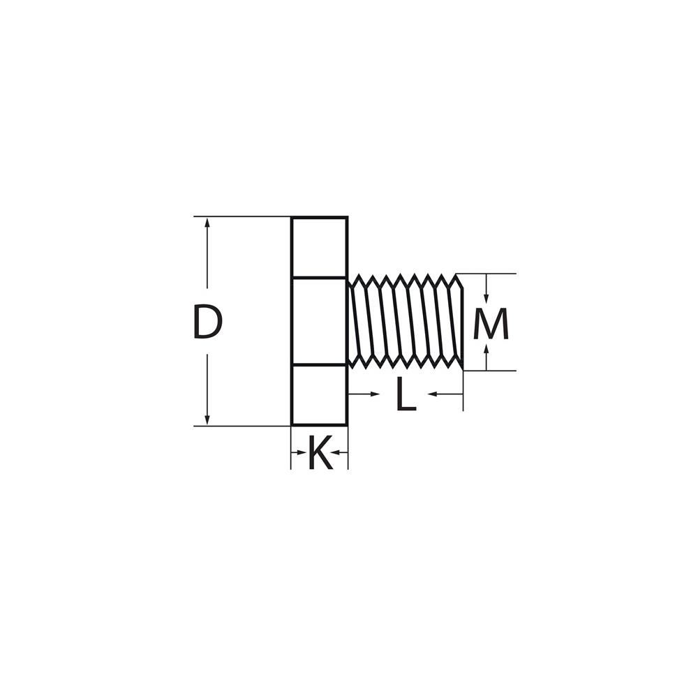 PROMAT Cutter tightening screw DIN6367 M8 for clamping dm 16 mm dimens D20mm,dimens L16mm - Image 2