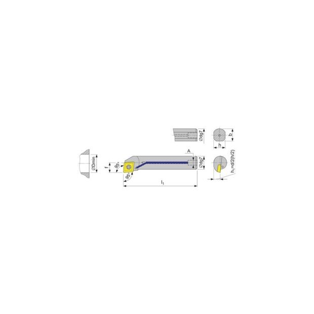 PROMAT Boring bar A10H- SCLC 06 A10H-SCLCL 06 nickel-plated left with inner cooling - Image 2