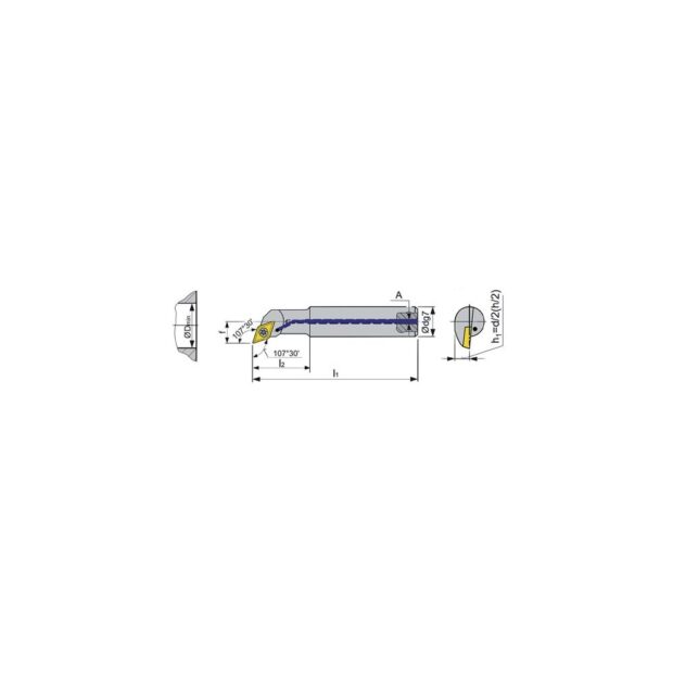 PROMAT Boring bar  A1216M-SDQCL 07 nickel-plated left with inner cooling - Image 3