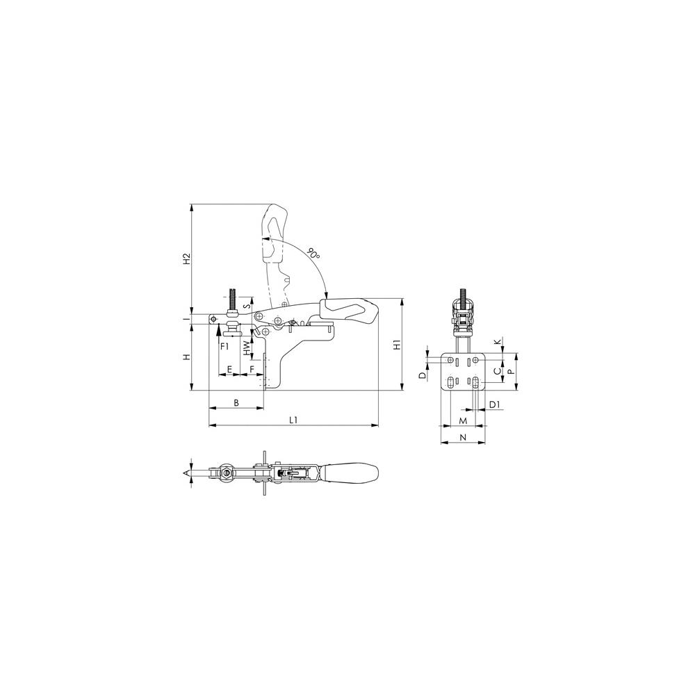 AMF Horizontal clamp no. 6871 size 20 angled base - Image 2