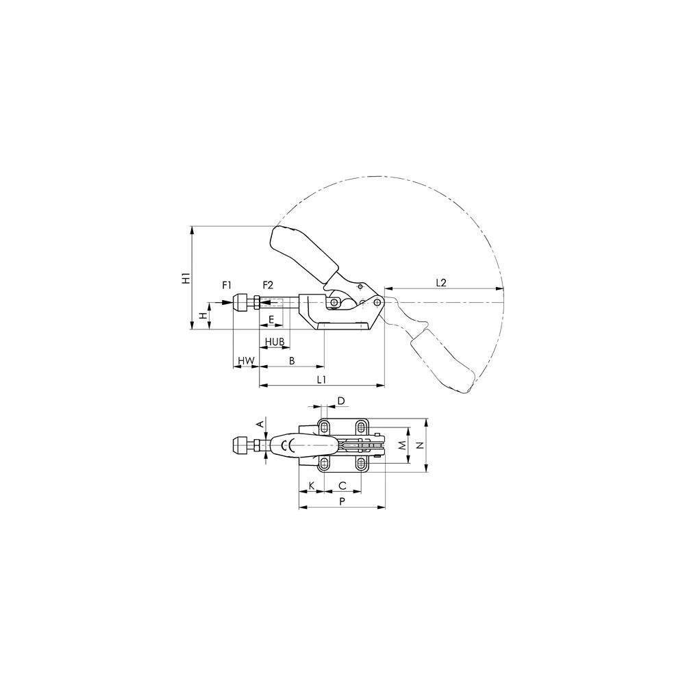 AMF Push-pull type toggle clamp no. 6842 size 5 heavy-duty, pressure/tension clamp - Image 2
