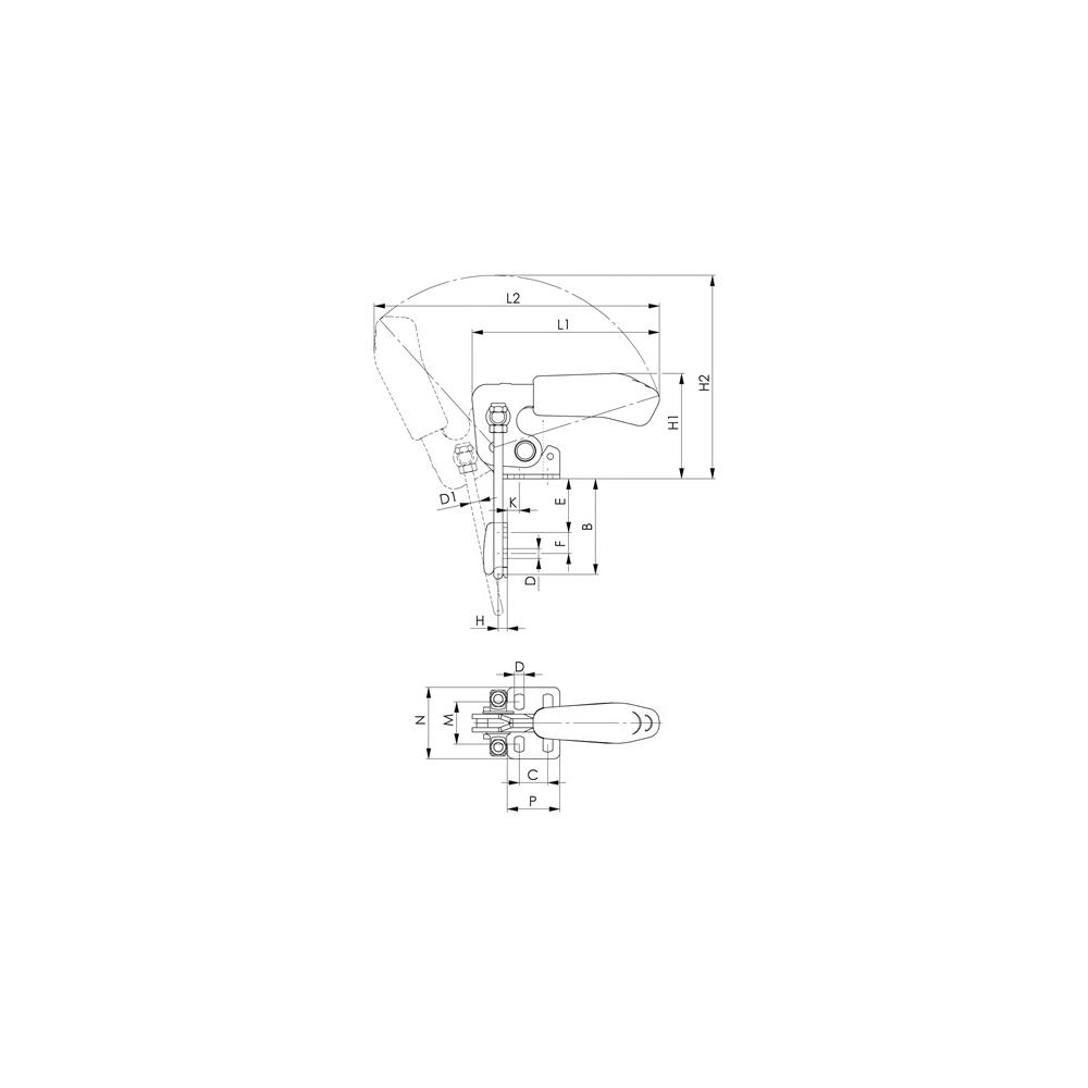 AMF Hook type toggle clamp no. 6848V size 3 vertical - Image 2