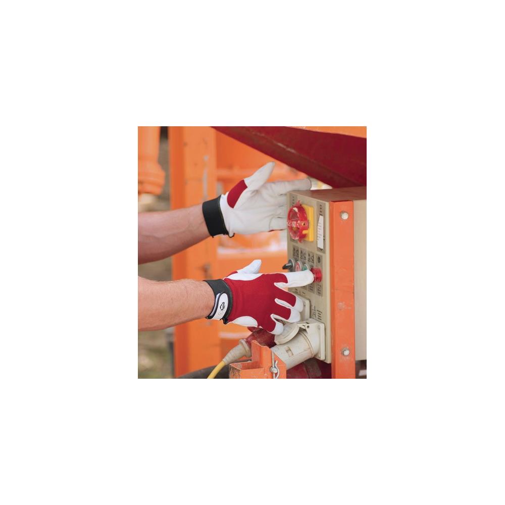 LEIPOLD+DÖHLE Glove Griffy size 10 red/natural colours goatskin nappa leather/interlock EN 388 PPE category II - Image 2