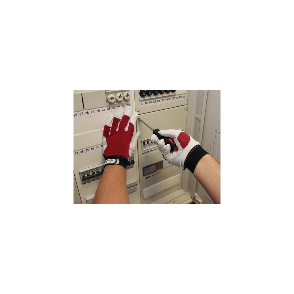 LEIPOLD+DÖHLE Glove Griffy size 10 red/natural colours goatskin nappa leather/interlock EN 388 PPE category II - Image 3