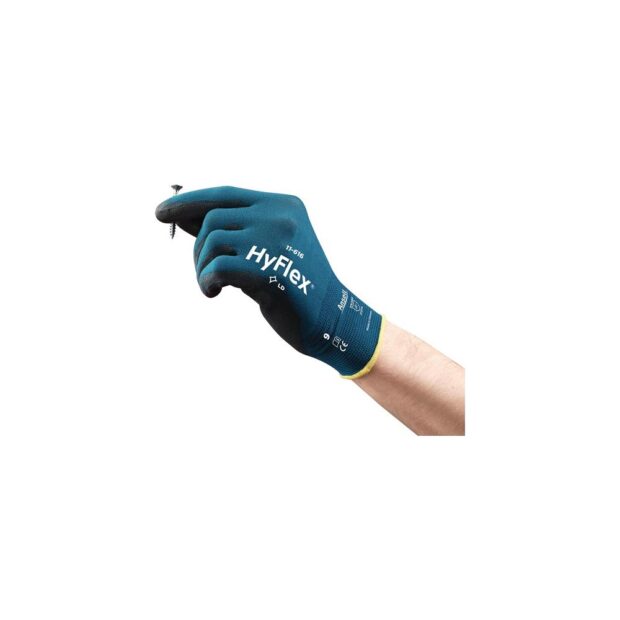 ANSELL Glove HyFlex® 11-616 size 9 green-blue/black EN 388:2016 PPE category II nylon w.polyurethane - Image 2